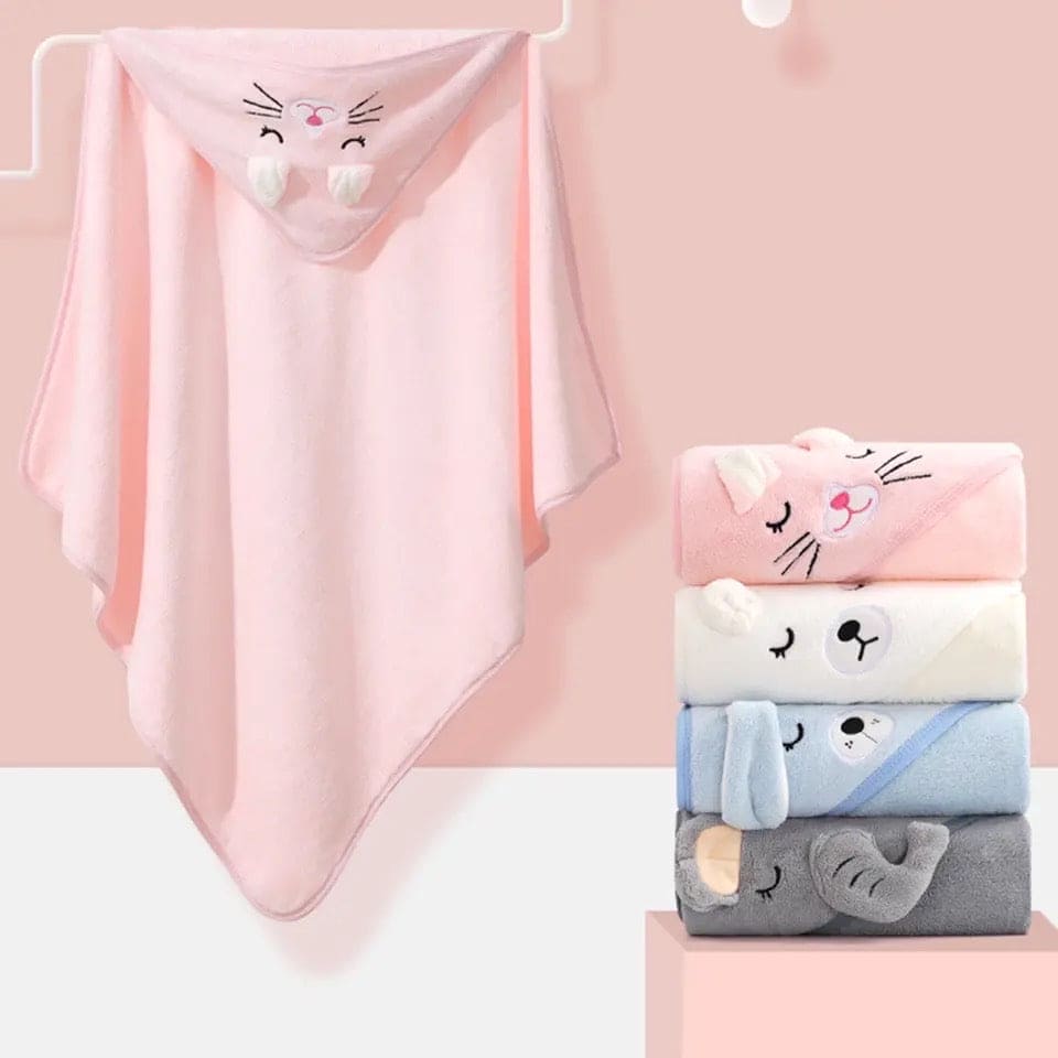 Baby Bathrobe Flannel Cloak, Cartoon Soft Hooded Spa Robe Bath Towel, Newborn Cover Up Hoodie Blanket, Little Angel Warm Sleeping Swaddle Wrap, Ultra Absorbent Toddler Bath Shower Towel