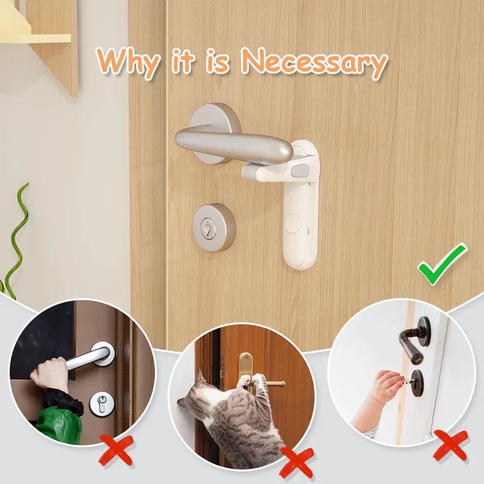 Door Lever Lock, Baby Paradise Door Lock Stopper, Simple Door Security Lock, Childproofing Door Knob Lock, Pet Room Door Handle Lock, Anti Child Opening Device