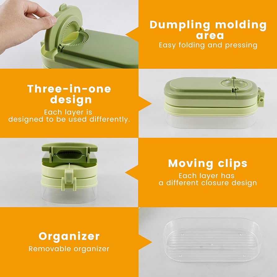 Multifunctional Dumpling Maker, Manual Dough Press Mold, Plastic Dumpling Storage Box