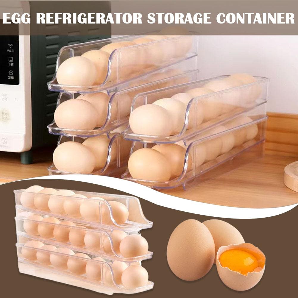 Telescopic Egg Slide Tray, Egg storage Container, Stackable Egg Tray, Safe Sliding Egg Box, Durable Egg Storage Box, Anti Slip Large Capacity Egg Holder, Kitchen Countertop Fresh Egg Storage Container