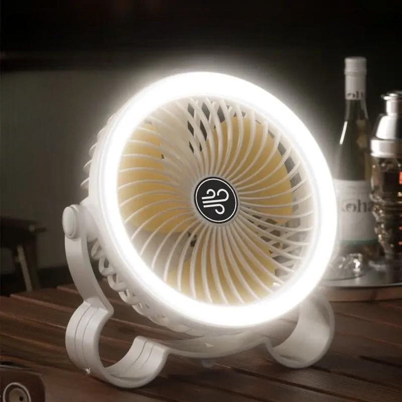 Desk Fan USB Oscillating Table Fan 360° Rotation Fan With Night Breathing Light, Portable Noiseless Fan With Hook