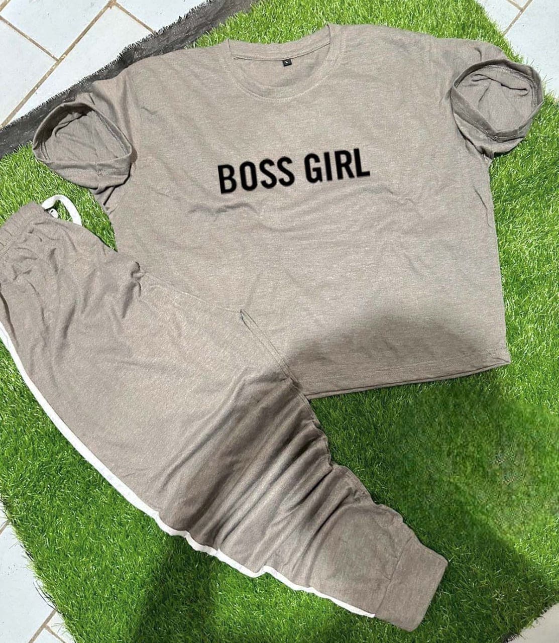 Boss Girl Crop Top Printed Track Suit, Women's Soft Sports, Comfortable Pant Sportive Track Suit