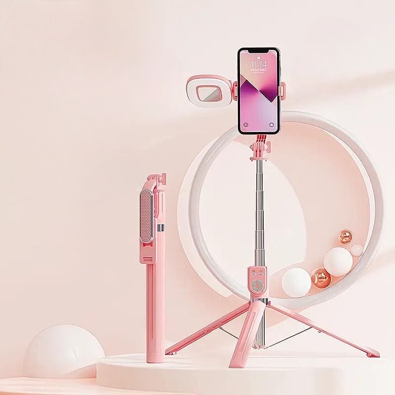 Gimbal Selfie Stick, Tripod Selfie Sticks Holder Metal Stable Bluetooth RC Shooting Beauty Selfie Stick, Stabilizer Selfie Stick Tripod with Fill Light,  Retractable Tripod Phone Stand With Light, 360° Rotating Photography Live Streaming Devices
