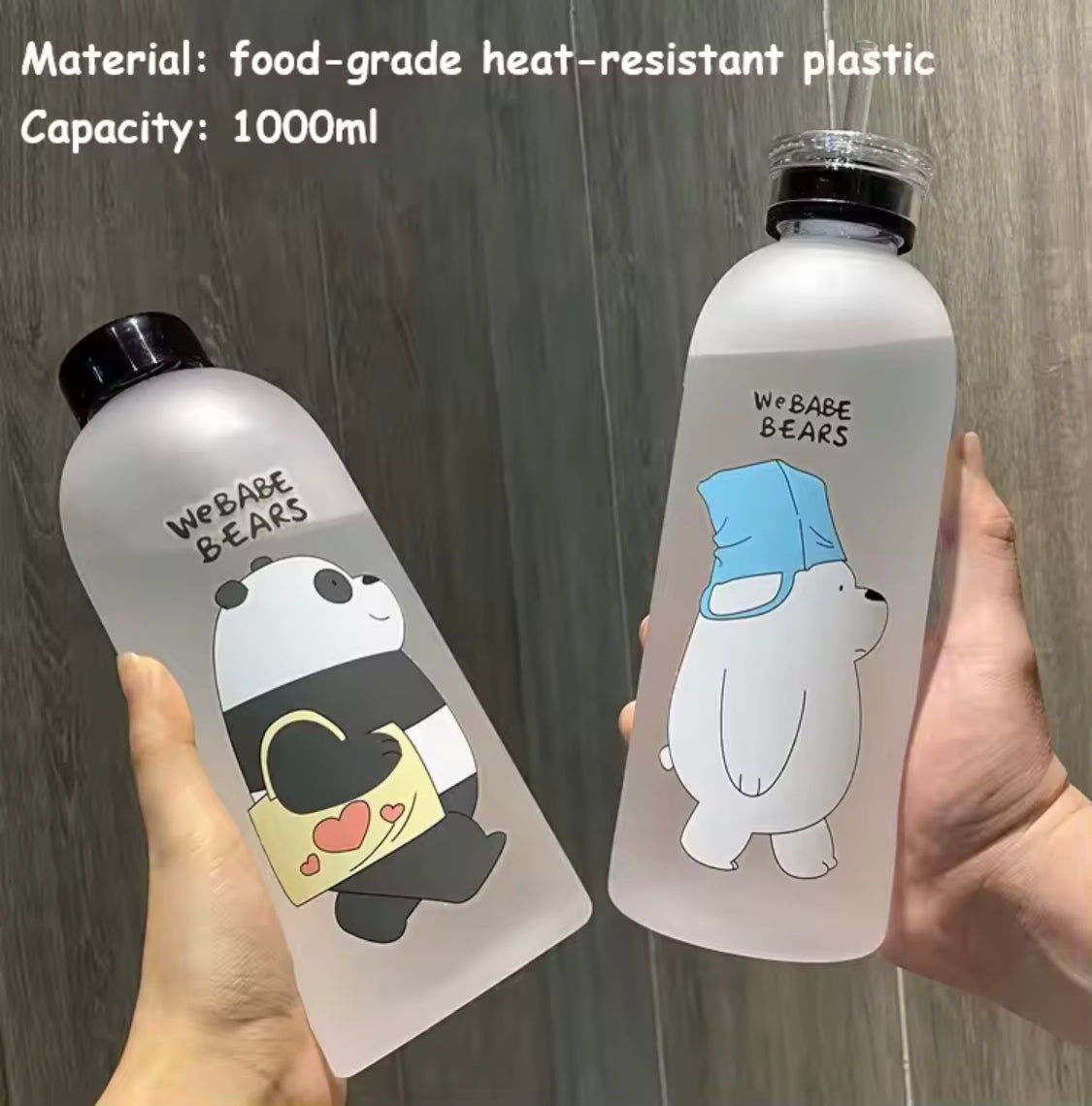 Cute Panda Bear Plastic Water Bottle, Leak Proof Panda Water Bottle, Panda Bear Water Bottle With Straw
