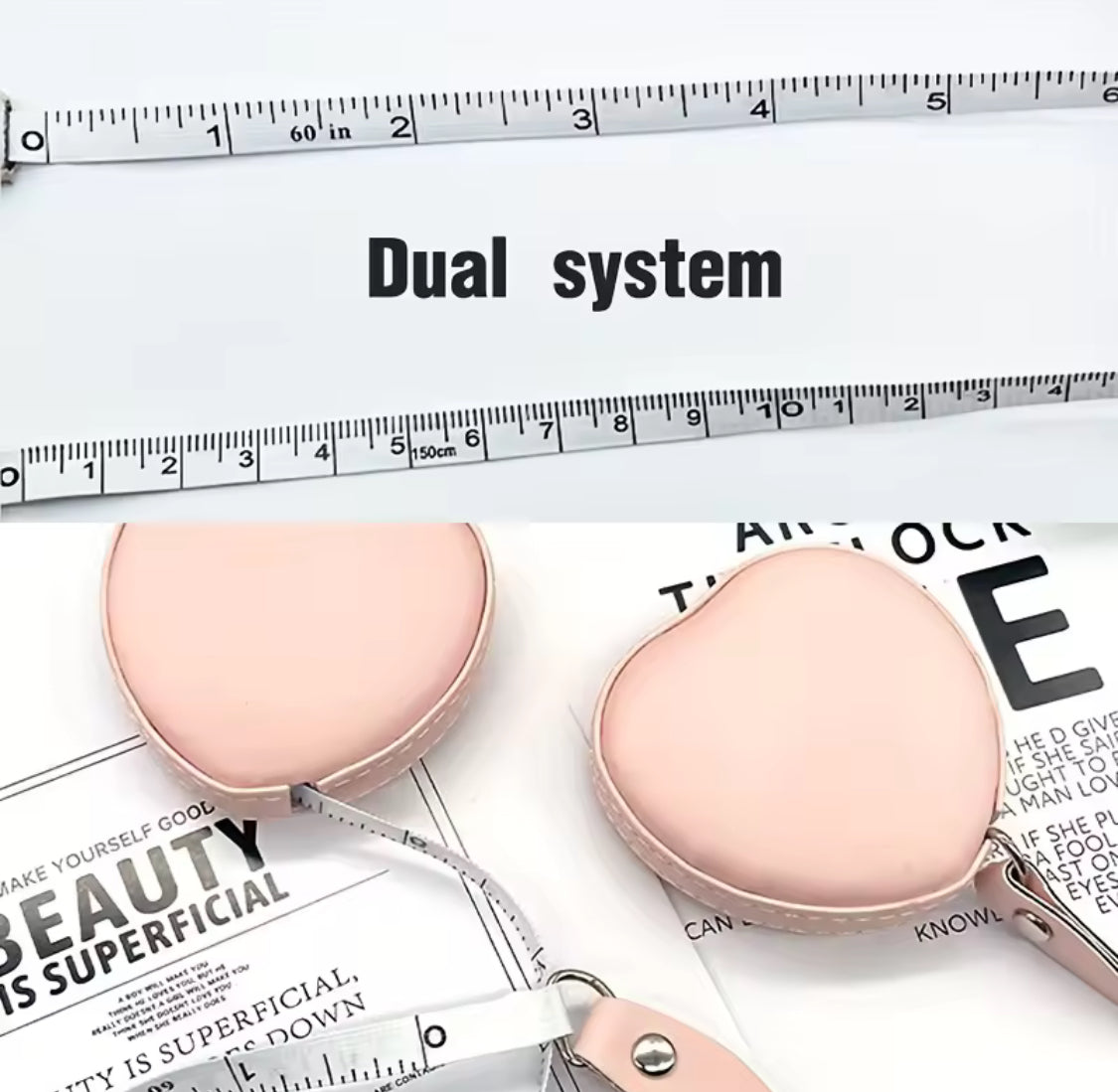 Cute Heart Shape Measuring Tape, Portable Soft Leather Measuring Tape, Mini Ruler for Body Measuring Tool