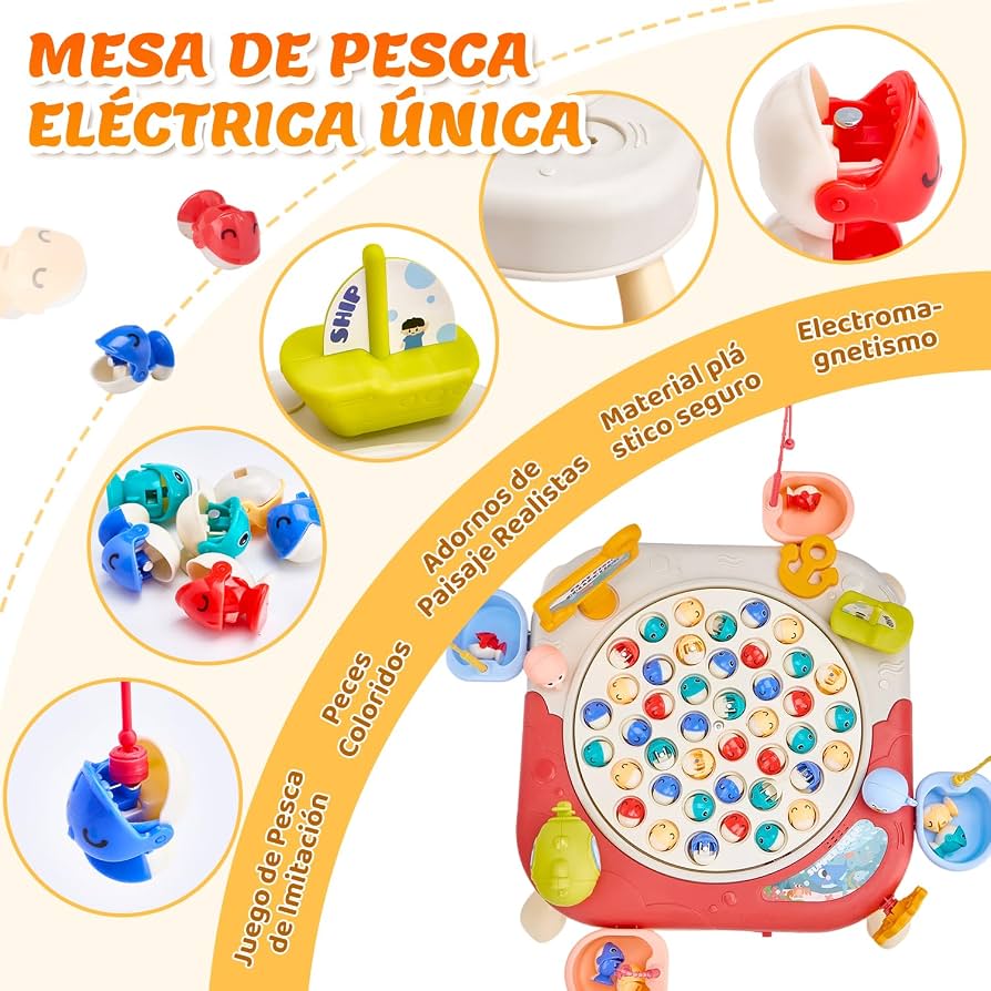 Kids Magnetic Fishing Catching Toy Game, Rotating Fish Catching Toy, Musical Educational Fishing Board Game, Kids Fishing Competition Play Set, Fishing Adventure Game Table for Kids, Educational Magnetic Fish Catching Game