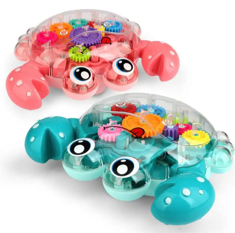 Cartoon Transparent Gear Crab Toy, Crash Resistance Crab Toy, Music Educational Interactive Toys for Kids