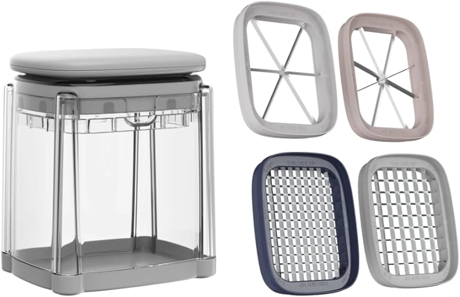 Manual Press Vegetable Cutter with Storage Box, Press Down Vegetable Cutter with Container, Multi Purpose Vegetable Slicer And Dicer, All in One Fruit And Vegetable Cutter