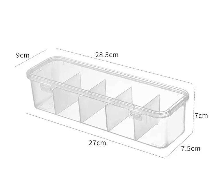 Transparent 4 Compartment Box, Data Cable Organizer With Lid, Dustproof Desktop Organizer For Office Home