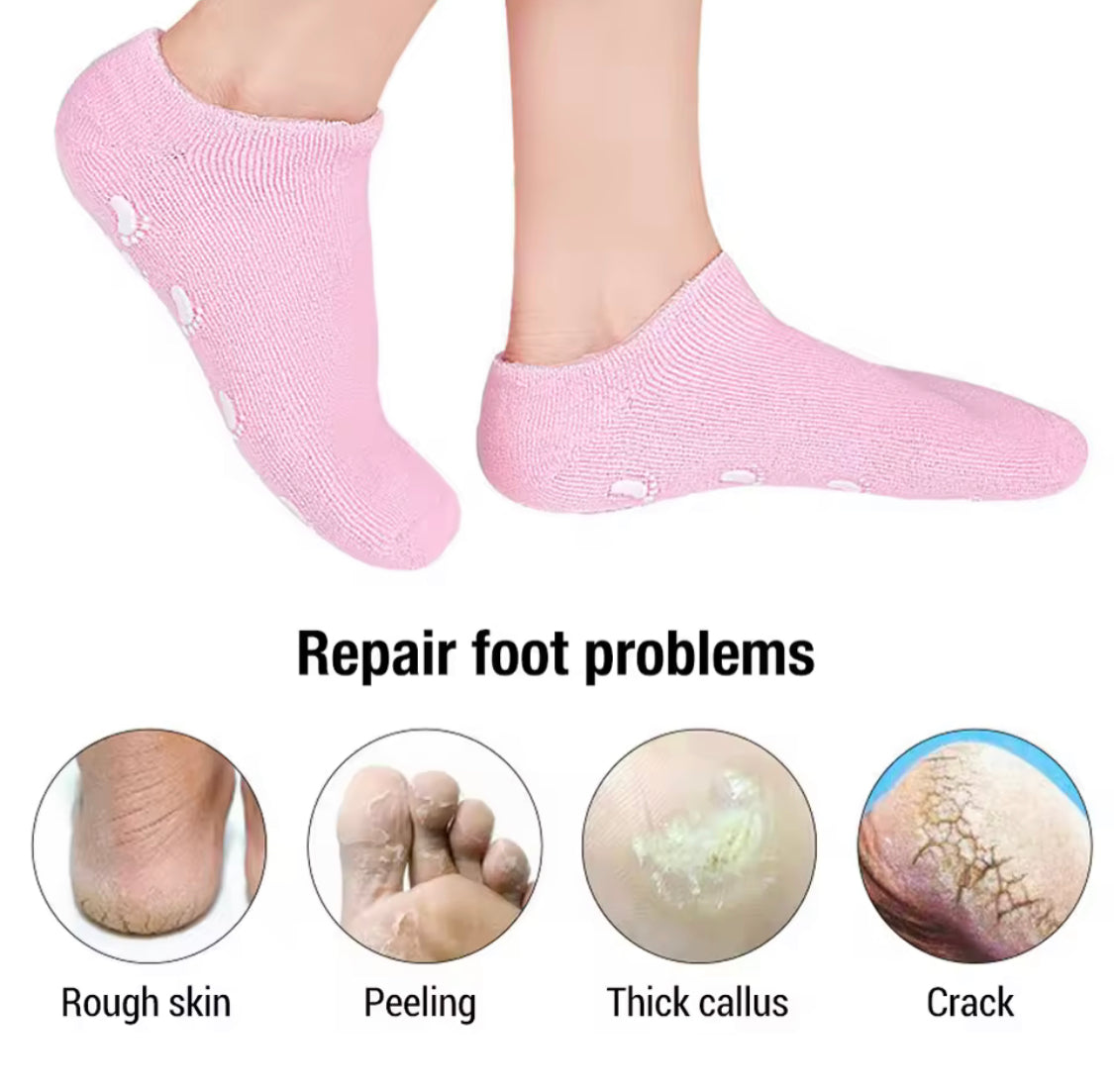 Foot Spa Gel Moisturising Anti Cracked Socks, Pain Relief Feet Care Protector, Full Length Silicone Foot Protector, Reusable Pedicure Silicone Sock