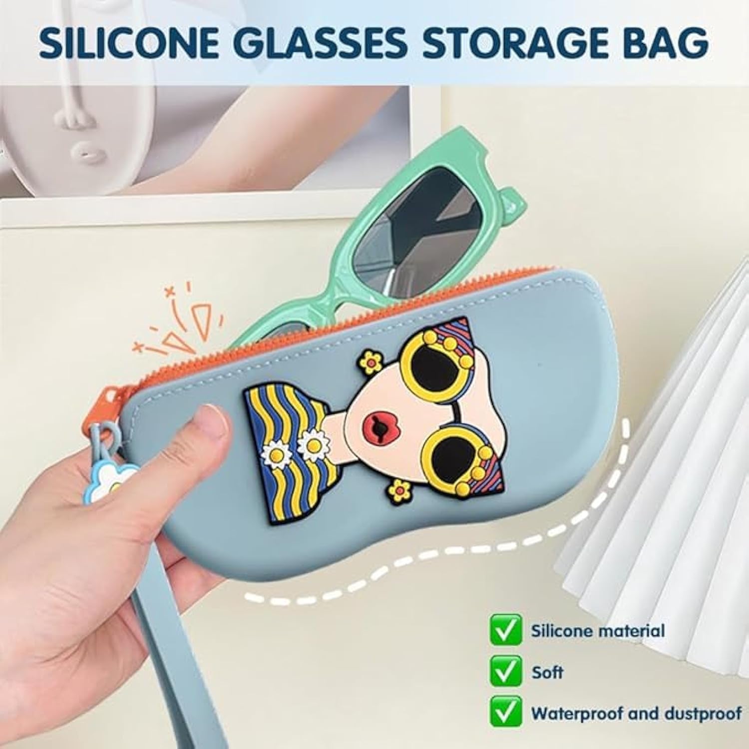 Silicone Sunglasses Case, Portable Travel Glasses Holder Cover, Waterproof Shockproof Eyeglass Case, Nova Style Pouch