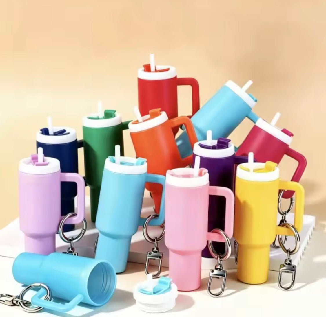 Mini Stanley Accessories Holder Keychain, Cute Tumbler Cup Handle Decoration, Mini Tumbler Lip Balm And Accessories Holder, Cute Mini Tumbler Storage Case