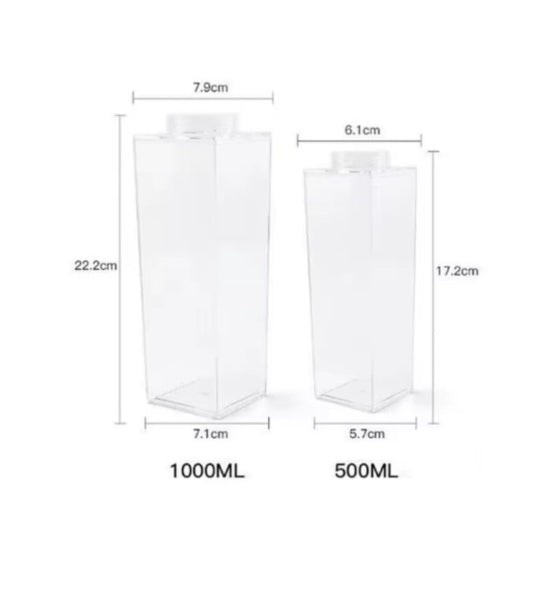 Transparent Milk Bottle, Portable Clear Plastic Juice Thermos, Acrylic Detox Water Bottle