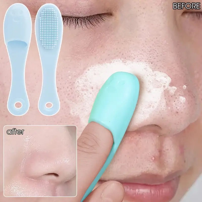 Silicone Nose Finger Brush, Facial Pore Cleaning Brush, Double-side Massage Brush, Soft Nose Head Wash Brush, Beauty Skin Care Clean Tool, Face Nasal Scrubbing Brush, Multi Use Cleaning Brush