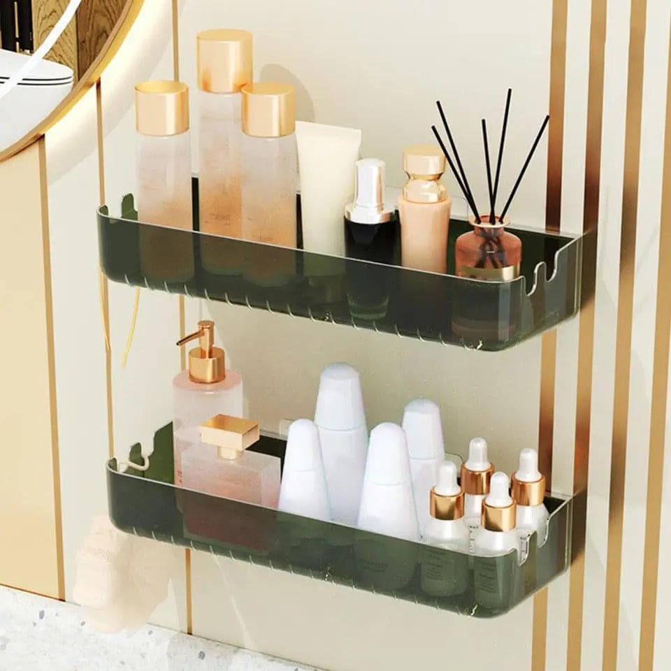 Letter Print Bathroom Storage Shelf, Wall-mounted Seasoning Keep Neat, Acrylic Sundries Storage Rack, Practical Anti-crack Storage Rack, Multifunctional Transparent Dorm Cosmetic Storage Rack, Multipurpose Countertop Basket, Bathroom Kitchen Storage Rack