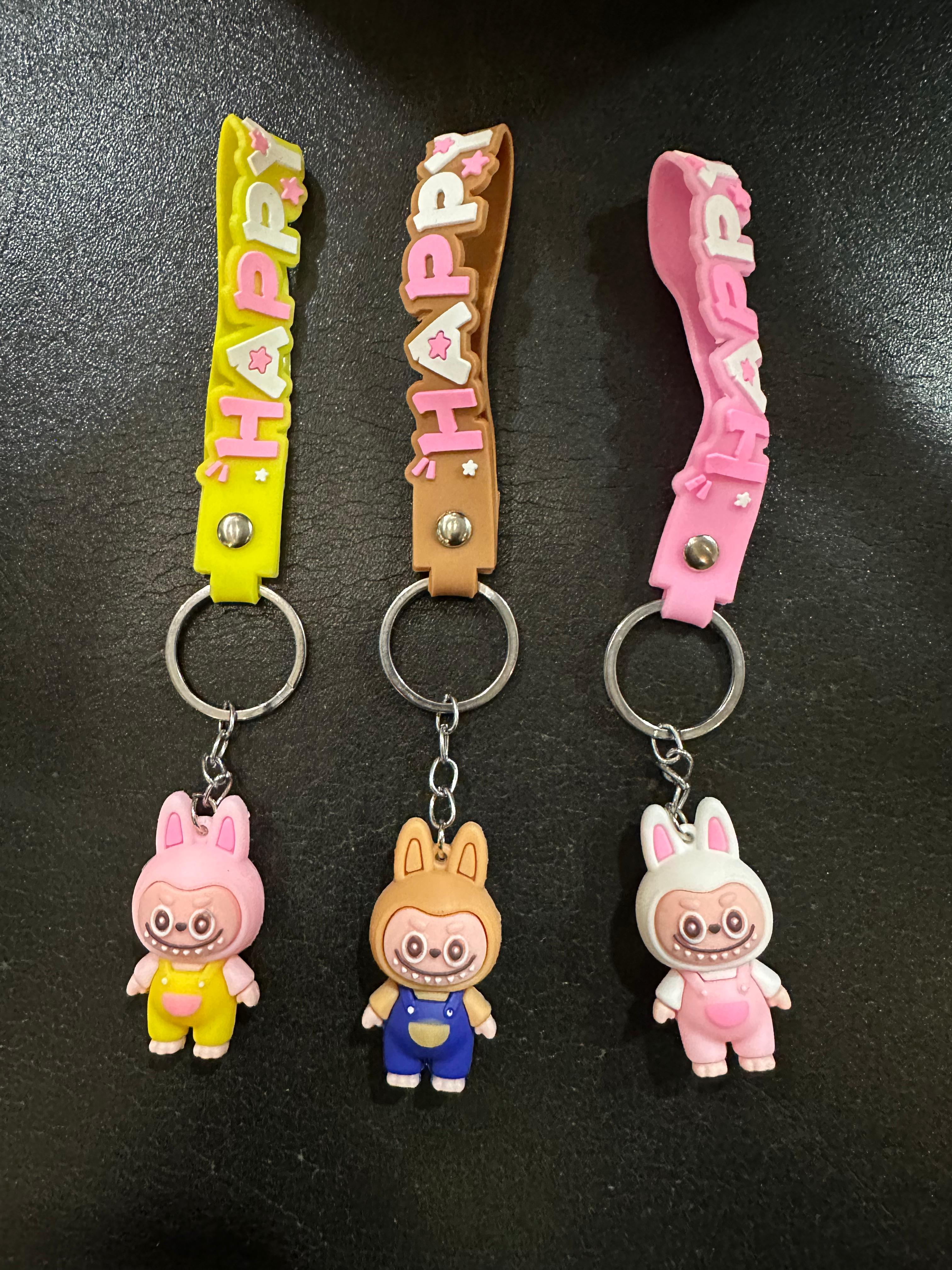 Set Of 3 Cute Anime Keychains, Kawai Cartoon Hanging Keychains, Cute Doll Ornament Keychains