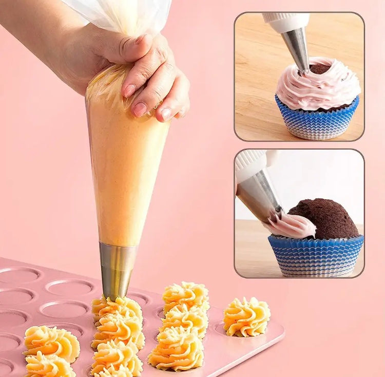 Cake Decorating Piping Bag, Disposable Tip Tool Icing Fondant, Cupcake Nozzles For Decorating, Plastic Easy Grip Piping Bag