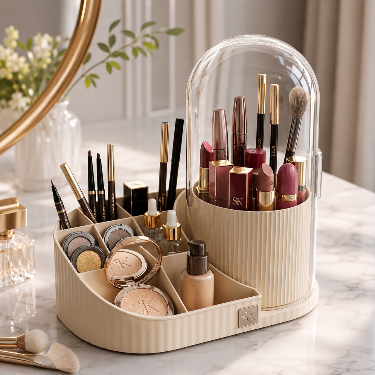 360° Rotation Makeup Organizer, Countertop Cosmetic Storage Display Organizer, Makeup Sundries Storage Organizer