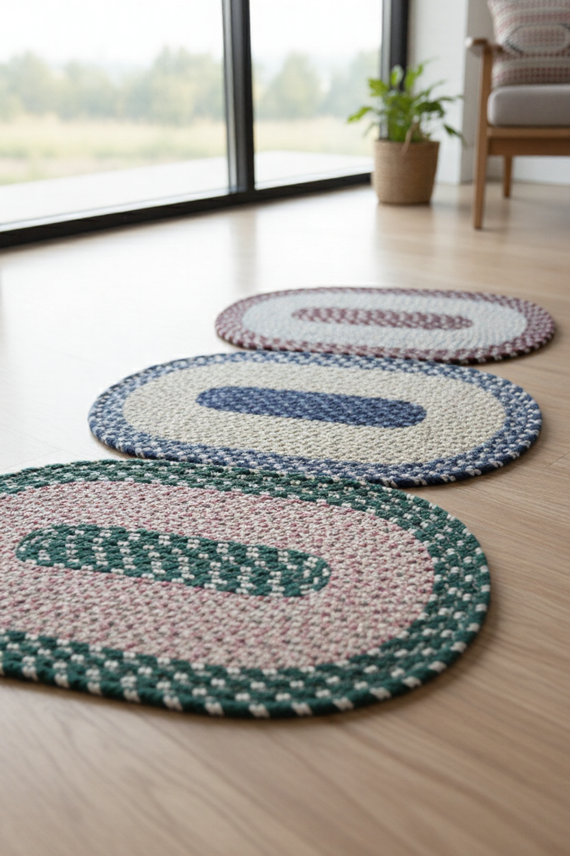 Handmade Oval Shape Doormats, Braided Oval Rugs, Loop And Latch Mats, The Oval Weave