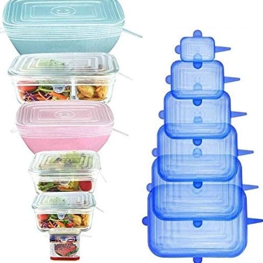 Set Of 6 Rectangular Silicon Stretch Lids, Transparent Silicone Food Sealing Cover, Reusable Durable Food Storage Covers for Bowls, Cups, Cans, Fit