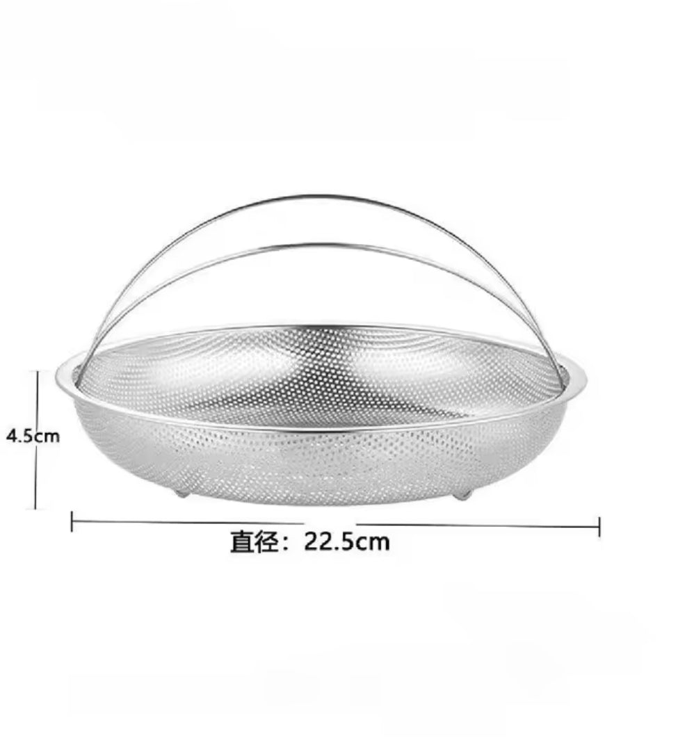 Stainless Steel Food Steamer With Handle, Multifunctional Fruit Washing Strainer With Detachable Stand, Pressure Cooker Steamer Basket, Reusable Kitchen Accessories