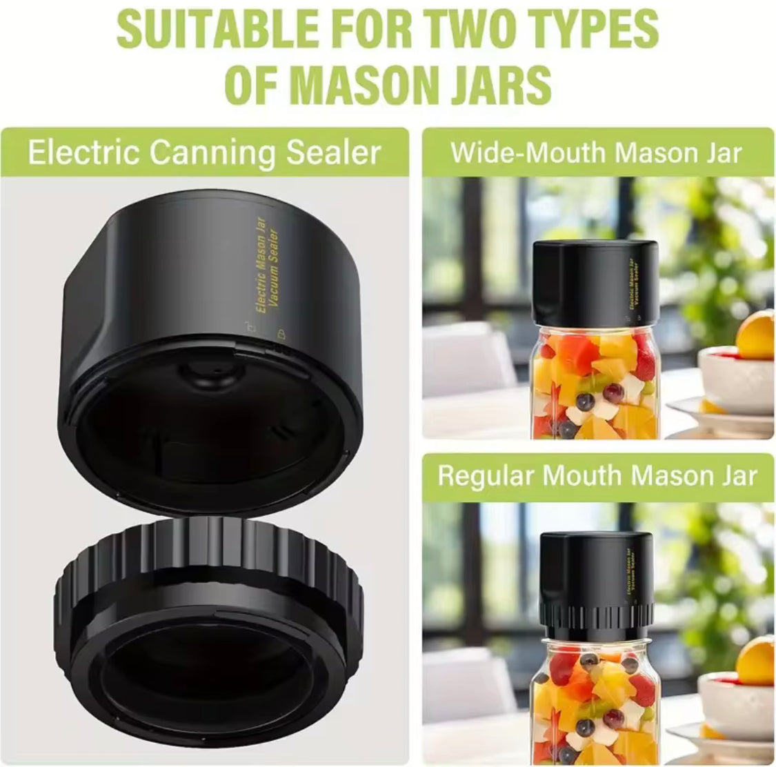 Automatic Electric Vacuum Sealer, One Press Vacuum Sealer Jar, Cordless Electric Vacuum Sealer