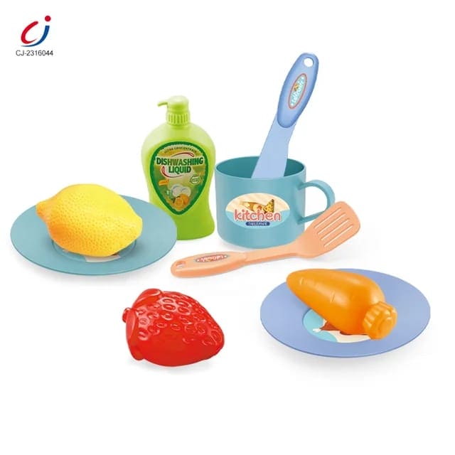 Electric Kitchen Sink Toy, Children's Simulation Sink with Fruit & Tableware Toy, Dishwasher Play Kitchen Kit