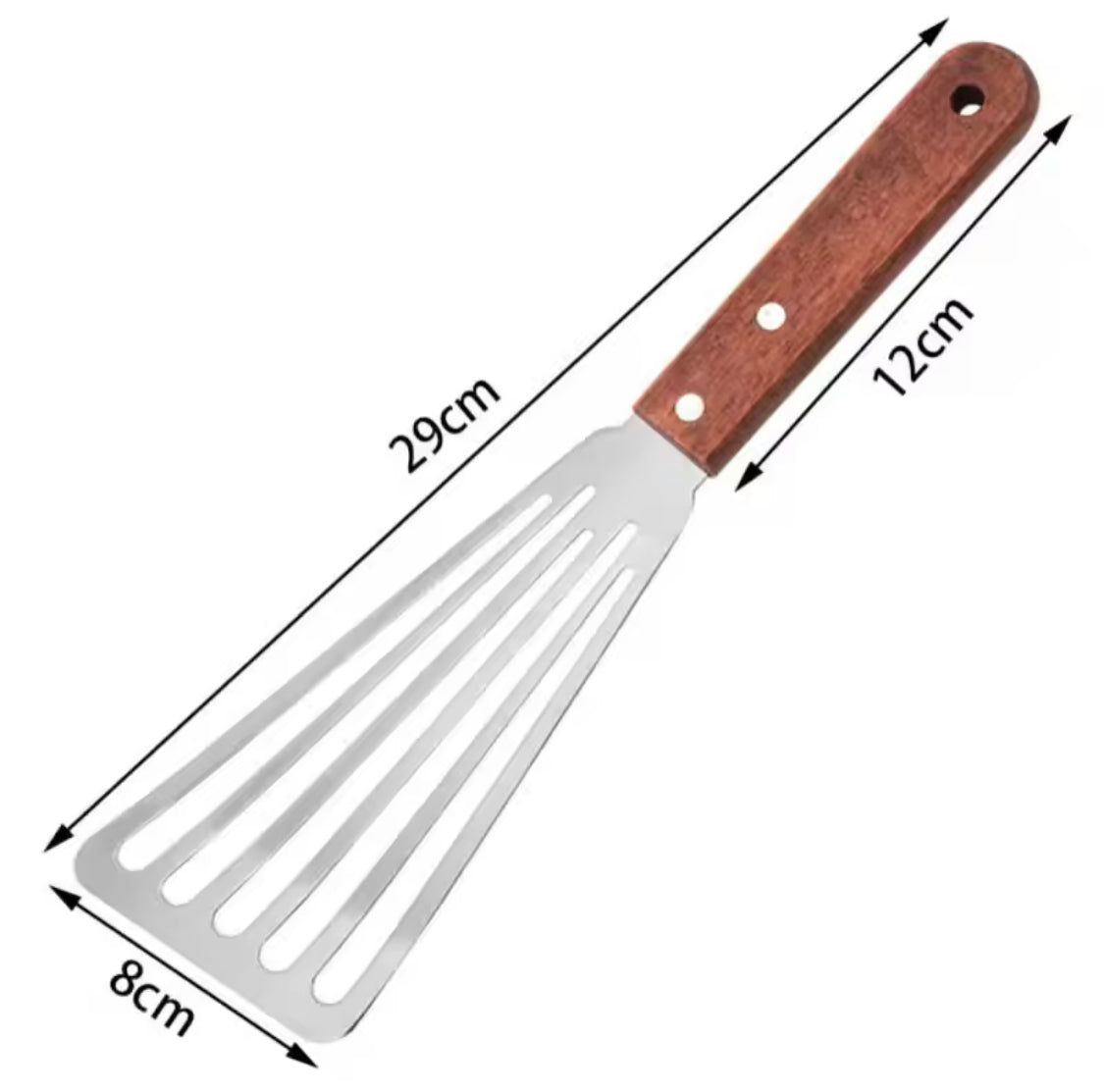 Non Slip Stainless Steel Frying Spatula, Rust Proof Spatula With Wooden Handle, Frying Tool For Kitchen