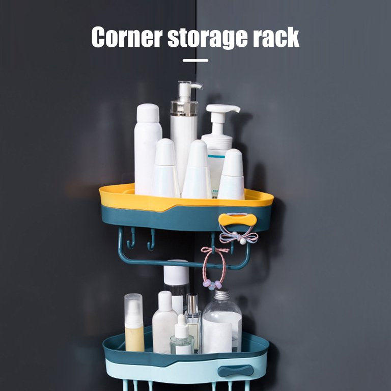 Hollow Corner Shampoo Rack, Double Layer Bathroom Rack, Wall Mounted K ...