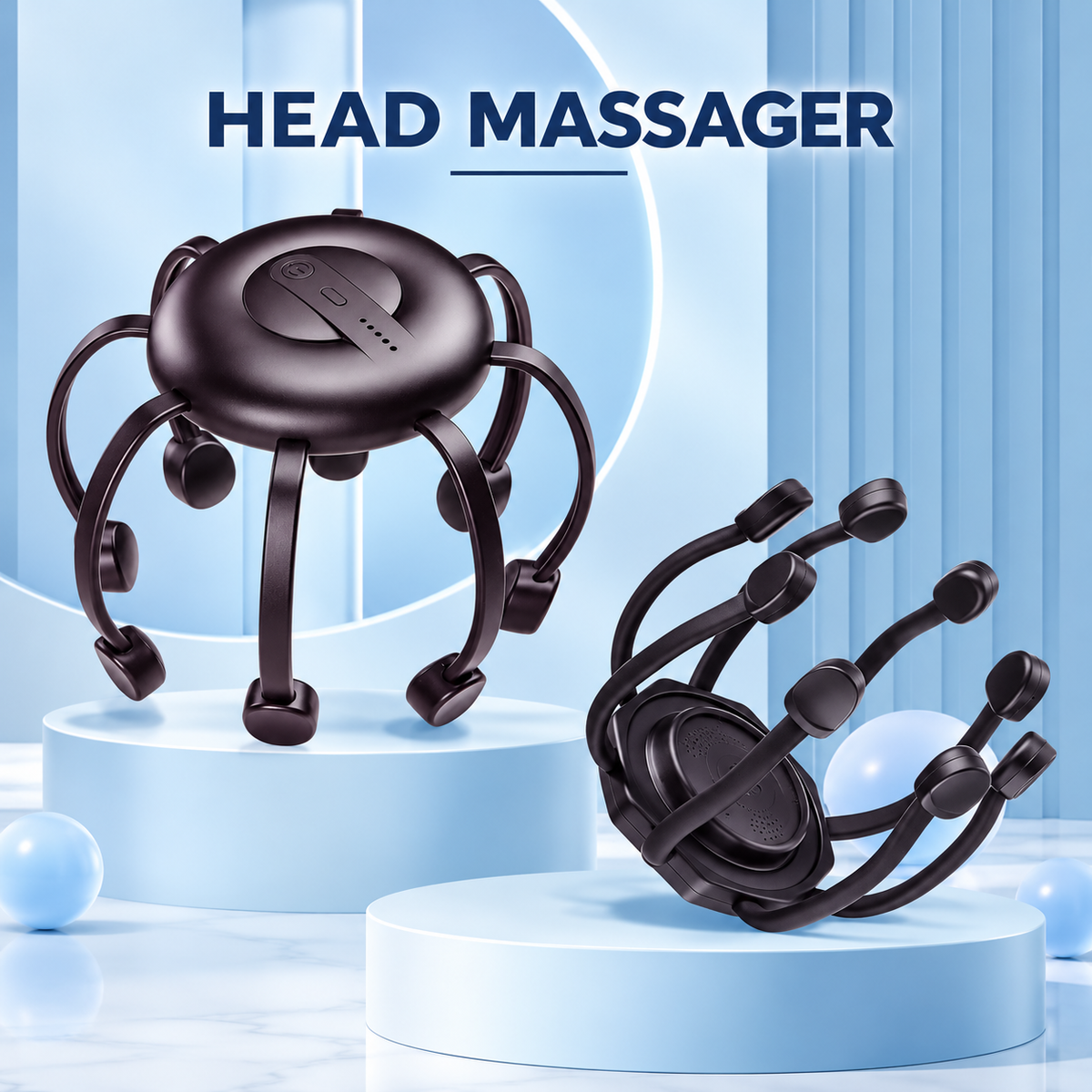 360° Rotating Octopus Head Massager, Electric Scalp Massager with 5 Modes, Rechargeable Cordless Scalp Massager, Deep Relaxation Head Massager
