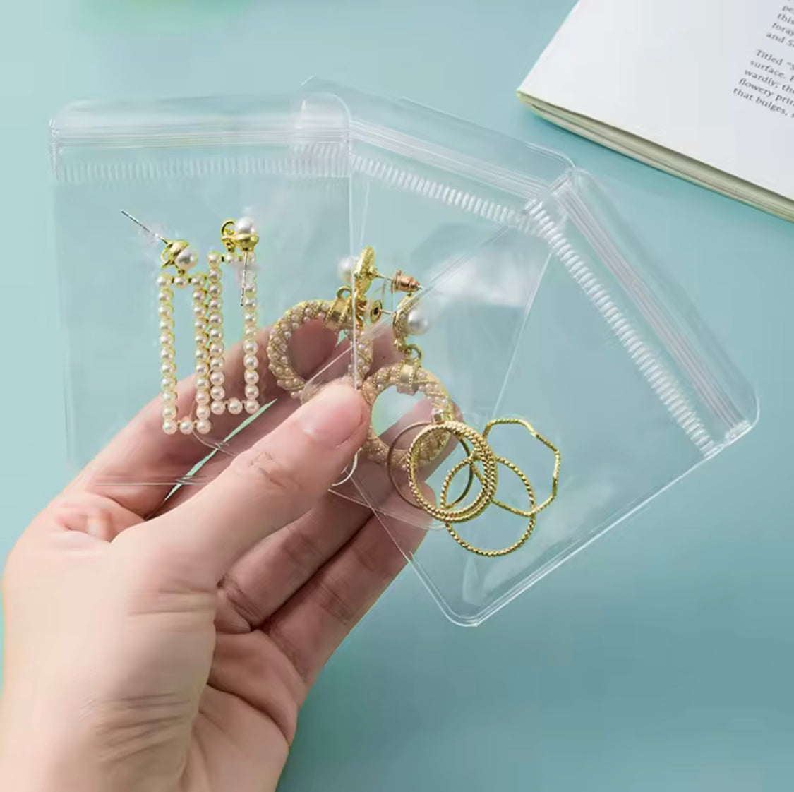 84 Grid Portable Jewellery Zipper Bag, Plastic Pocket Jewellery Organizer, Book Shape Jewellery Seal Bag