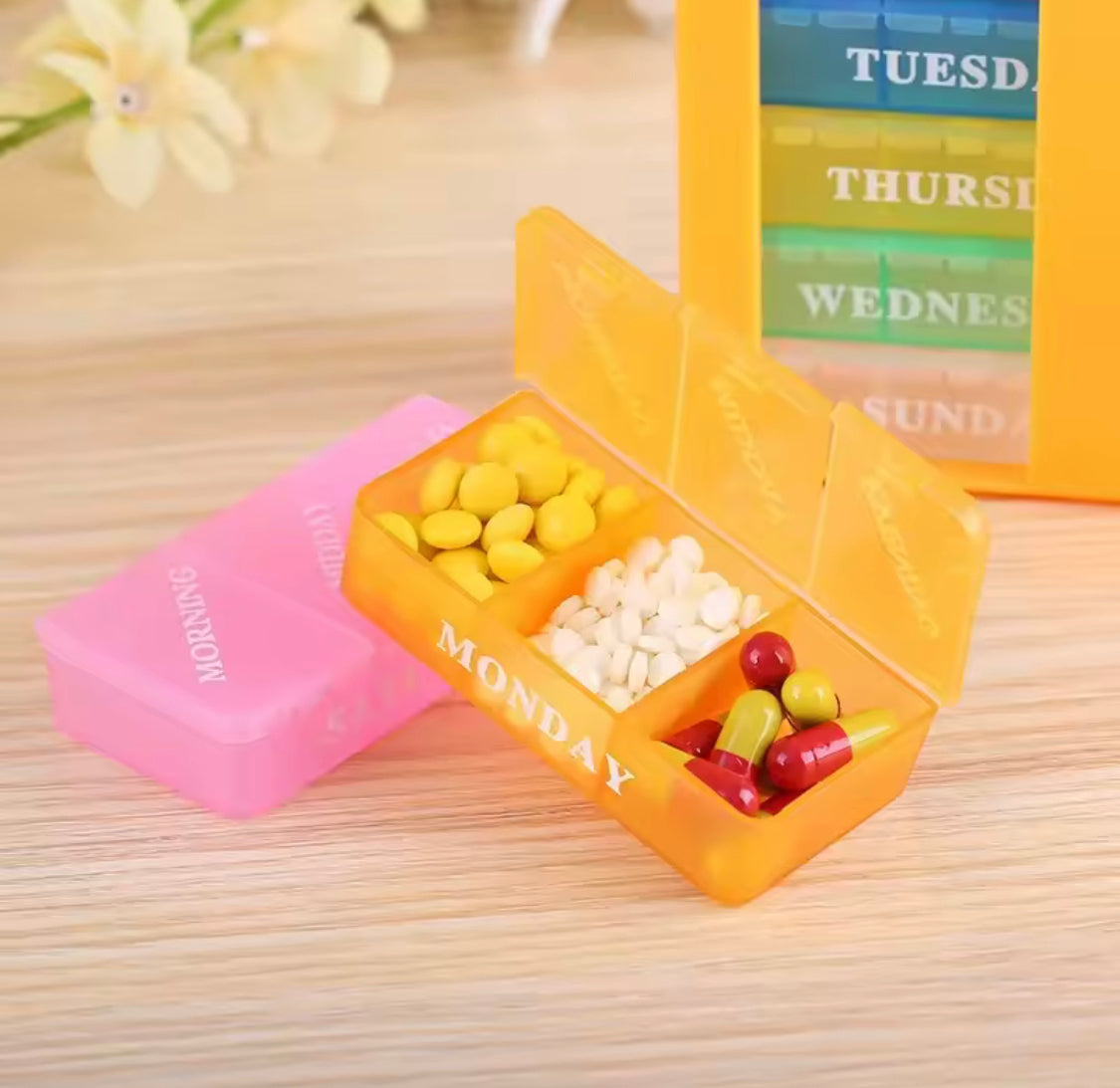 Portable 21 Grids Pills Box Holder, 7 Days Rainbow Color Tablet Pill Case, Medicine Storage Organizer