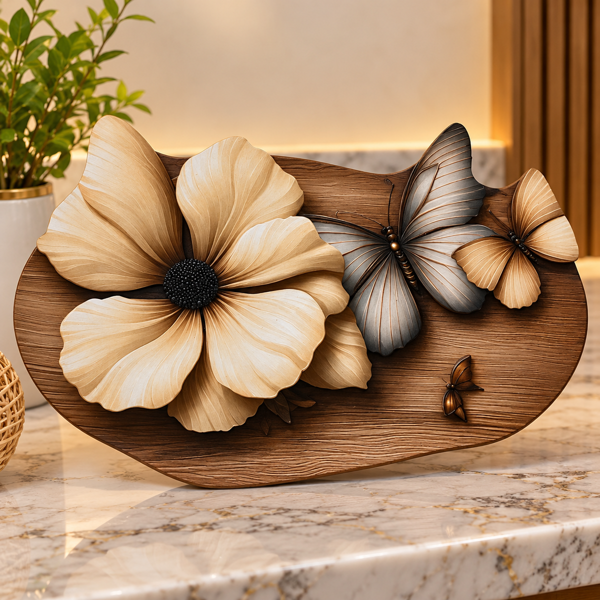 3D Floral Butterfly Decorative Mat,     Luxury Blossom Decorative Mat,     Butterfly Blossom Decorative Rug