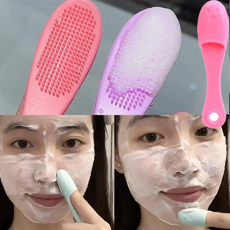 Silicone Nose Finger Brush, Facial Pore Cleaning Brush, Double-side Massage Brush, Soft Nose Head Wash Brush, Beauty Skin Care Clean Tool, Face Nasal Scrubbing Brush, Multi Use Cleaning Brush