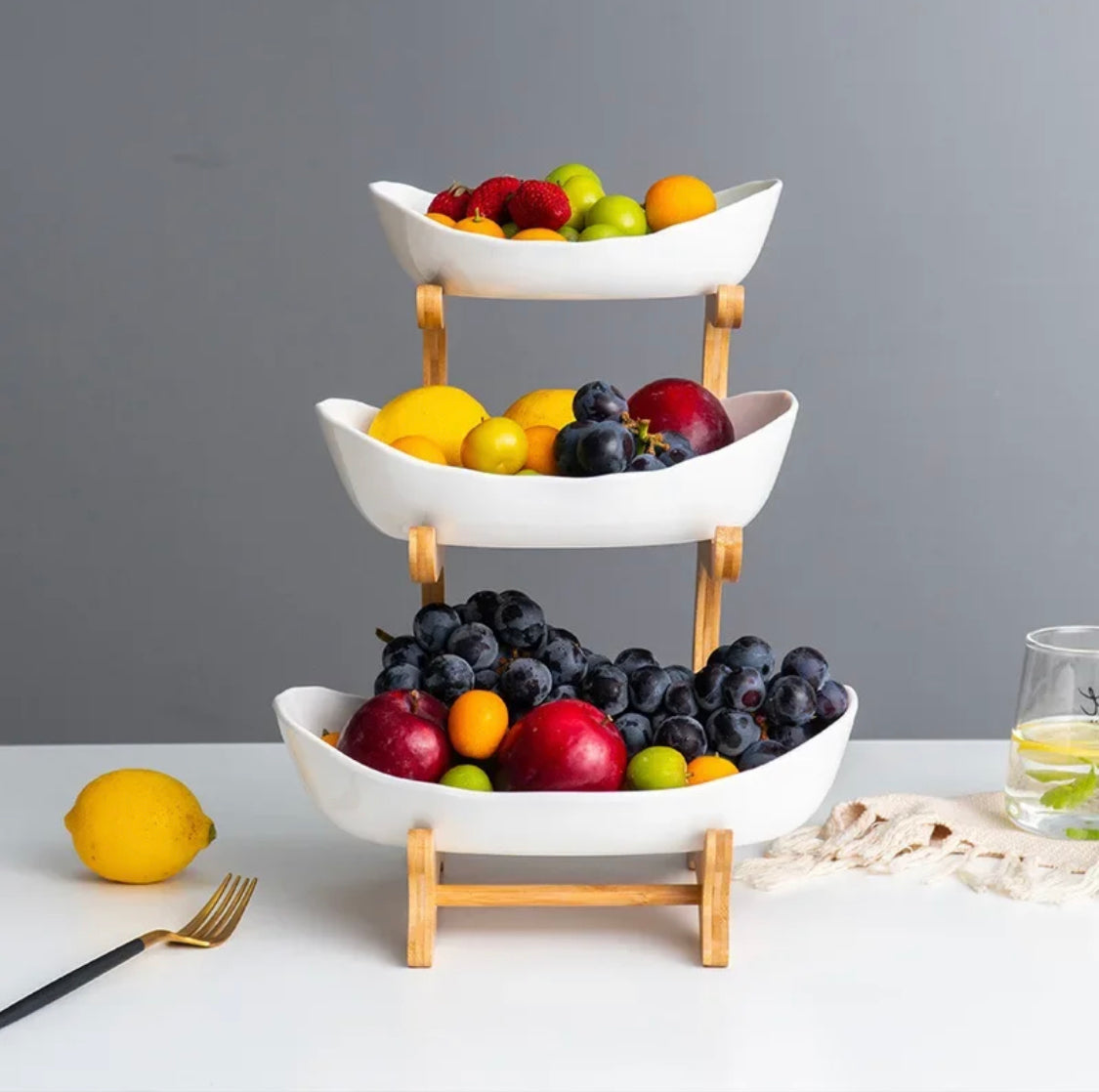 Multi Layer European Style Fruit Tray, Creative Colorful Glass Plate, Home Ocean Shell Fruit Plate