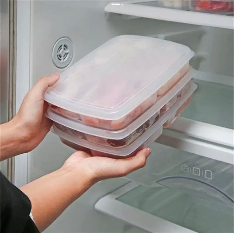Transparent Four Grid Box, Food Storage Container, Storage Box Frozen Meat Compartment
