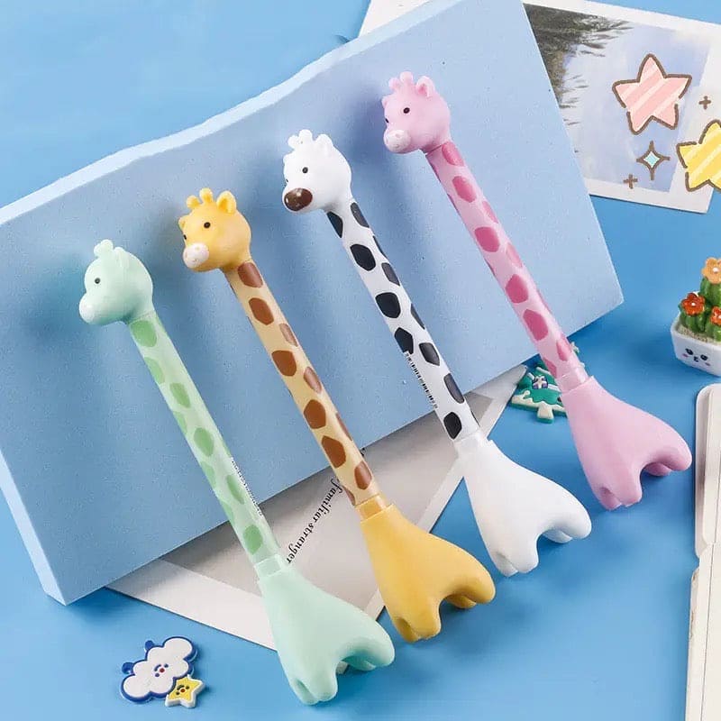 Creative Giraffe Gel Pen, Black Refill Signature Pen, Cute Giraffe Standable Gel Pen, Adorable Cartoon Student Signature Pen, School Office Stationery, Reusable 0.5mm Rollerball Gel Pen