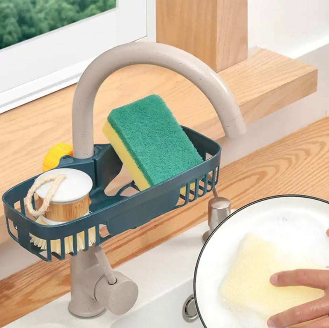 Sink Faucet Rack, Sink Faucet Sponge Holder, Adjustable Sink Drain Rack