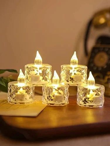 Cell Operated Candle Shape Lamp, Crystal Candles LED Light, Flameless Lantern Night Lamp