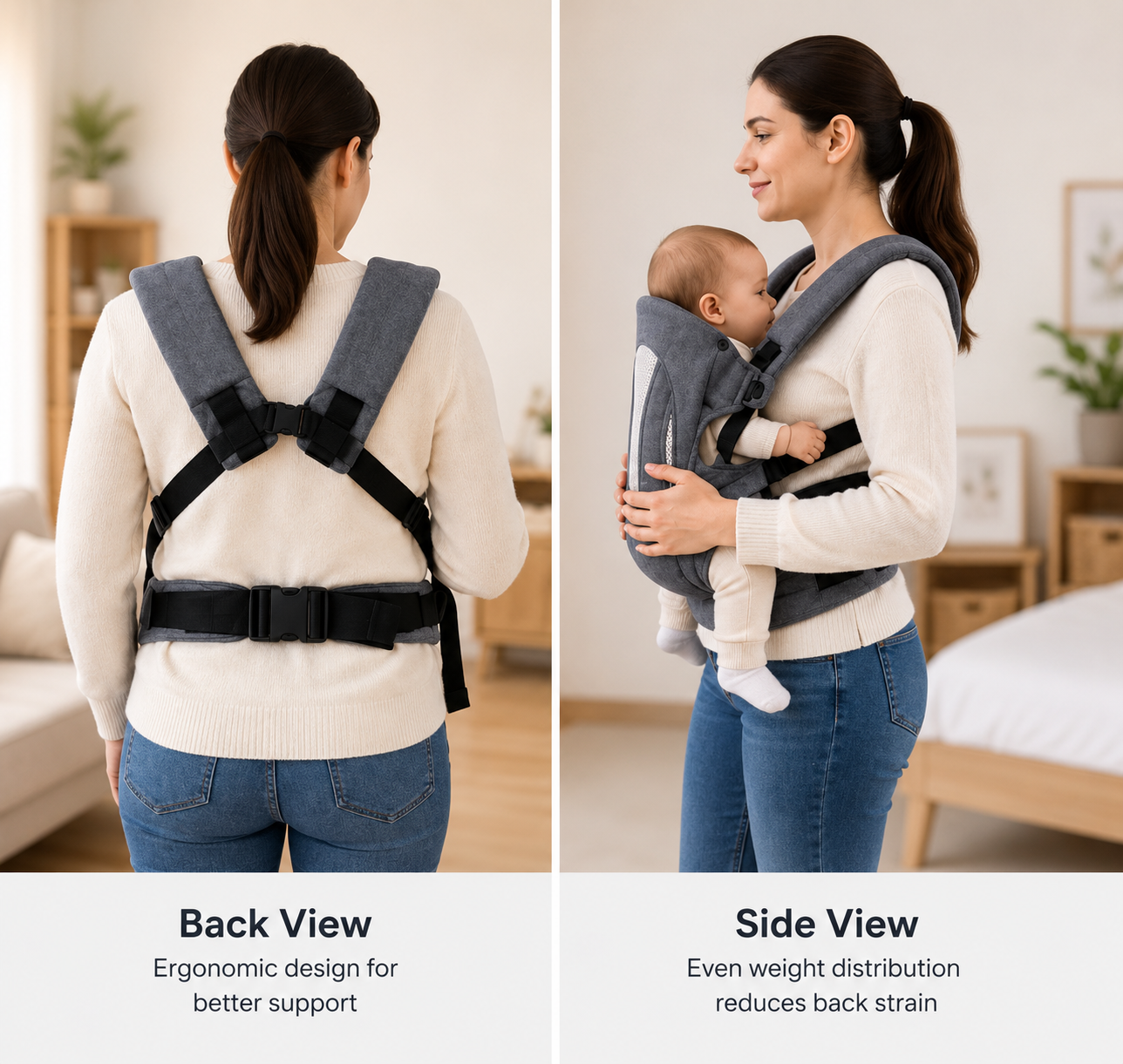Baby Carrier with Breathable Mesh Back Support, Adjustable Baby Carrier with Waist Support, Multi Position Baby Carrier with Padded Shoulder Straps, Baby Carry Bag with Adjustable Safety Buckles