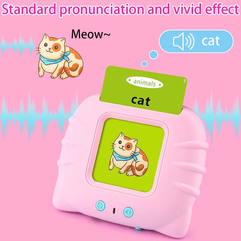 Talking Flash Card Reader, Set Of 12  Early Educated Card Machine, Pocket Vocabulary Educational Game, Educational Learning Talking Flash Cards, Kids English Language Electronic Audio Book, Toddlers Words Reading Helper