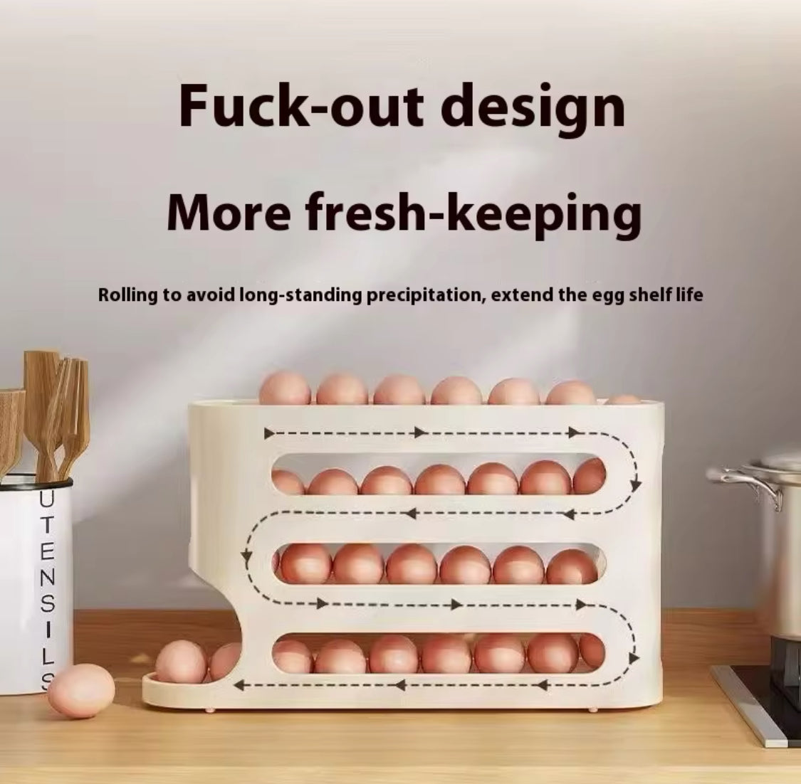 Automatic Rolling Egg Storage Box, Four Tier Egg Roller Rack, Refrigerator Egg Dispenser, Egg Basket Container