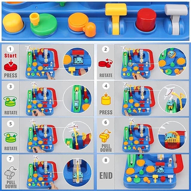 Car Racing Track Toy, Car Rescue Adventure Rail Track Toy, Brain Racing Educative Interactive Table Game, City Rescue Preschool Toy Vehicle, 3 To 6 City Car Racing Puzzle Toy, Preschool Educational Car Games Gift Toys