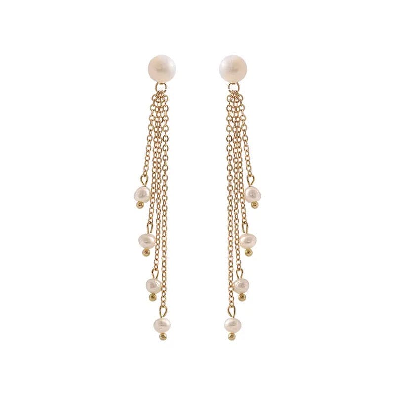 Simple Fringed Earrings, Unique Elegant Full Hoop Earrings, Lii Ji Real Pearl Stud Long Tassels, Pearl Tassels Earring For Women, Bling Earrings For Women