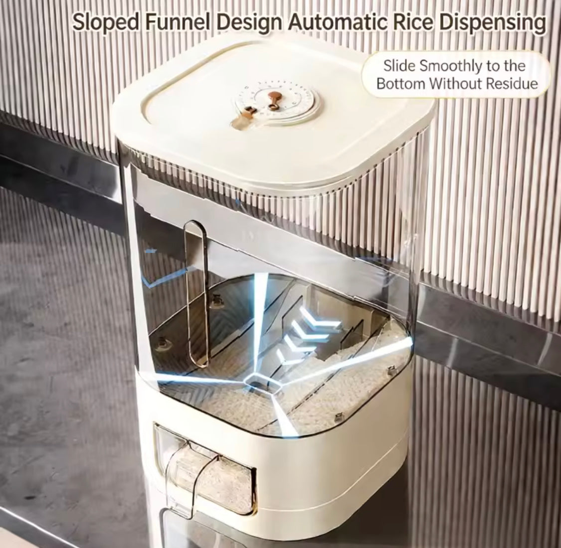 Transparent Kitchen Rice Storage Dispenser, Moisture Proof Cereal Dispenser, Sealed Storage Rice Container