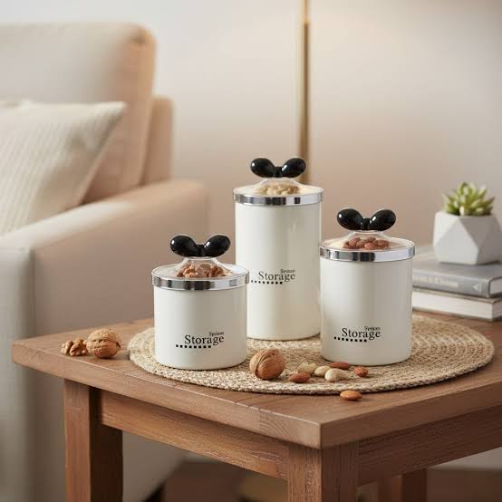 Set Of 3 Luxury Ceramic Canister Set, Set Of Ceramic Sugar Pot With Lid, Luxury Coffee Jar Set