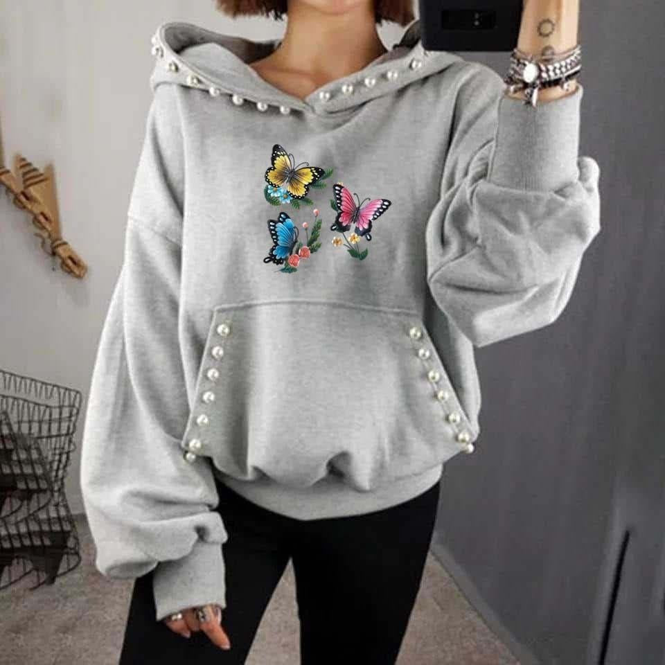 Women Casual Pearls Hoodie