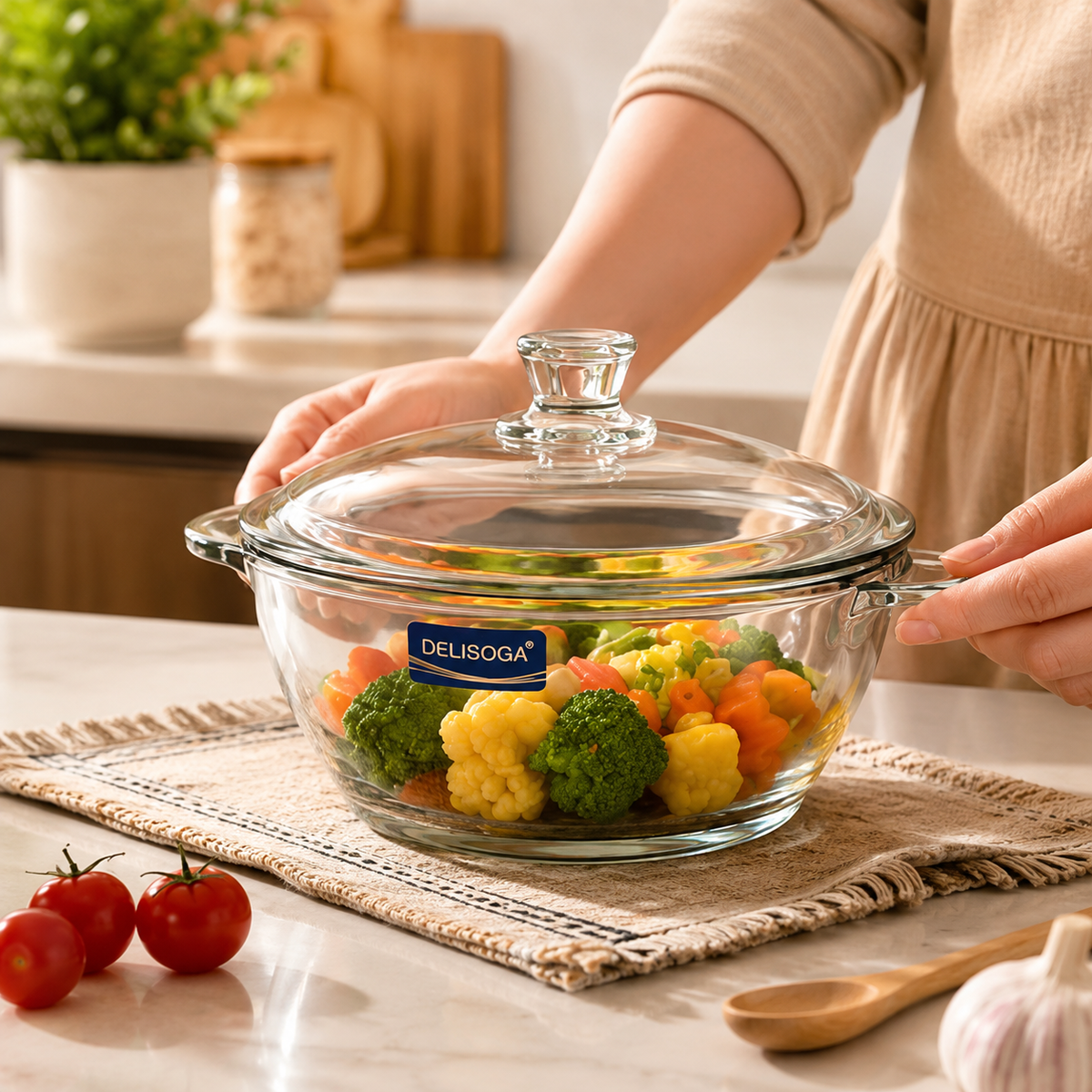 Heat Resistant Glass Cookware Set, Transparent Glass Cooking Pot Set, Elegant Glass Casserole Set with Lids