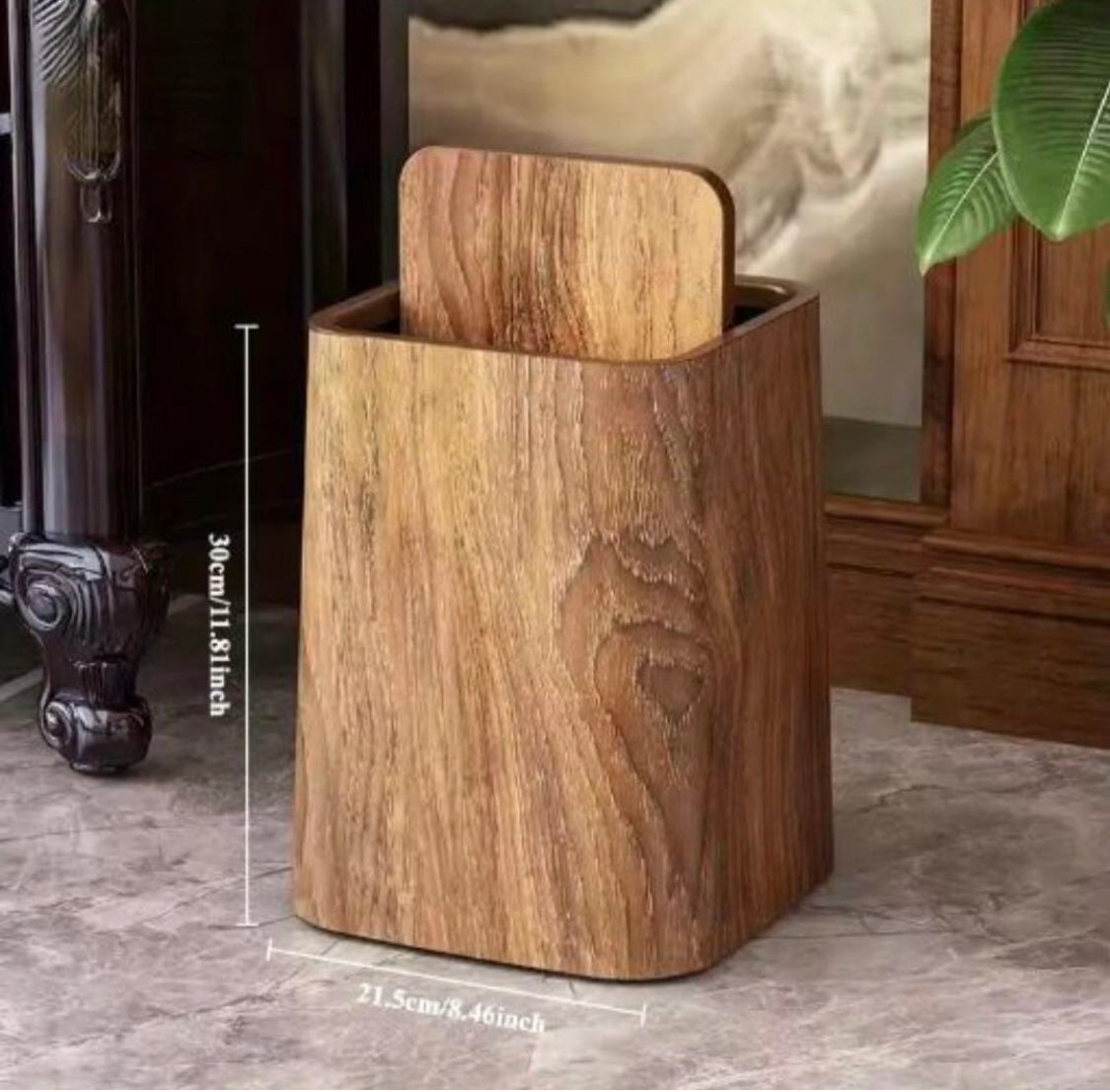 Durable Vintage Trash Can with a Flip Lid, Stylish Square Waste Bin, Stylish Compact Swing Top Bin