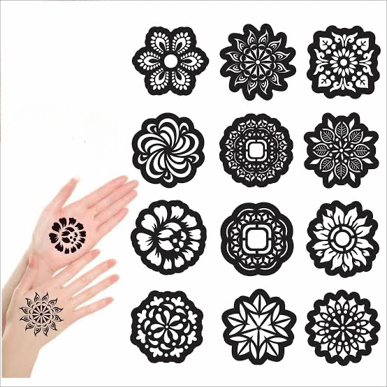 Reusable Mehendi Bunch Stencil, Henna Tattoo Stencil For Women, Body Art Sticker, Reusable Henna Sticker